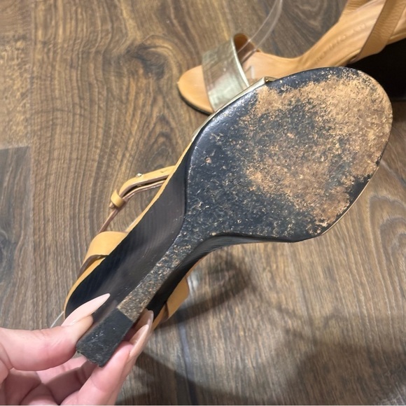 See by Chloe gold and tan wood wedge heel 6.5 - Picture 9 of 11